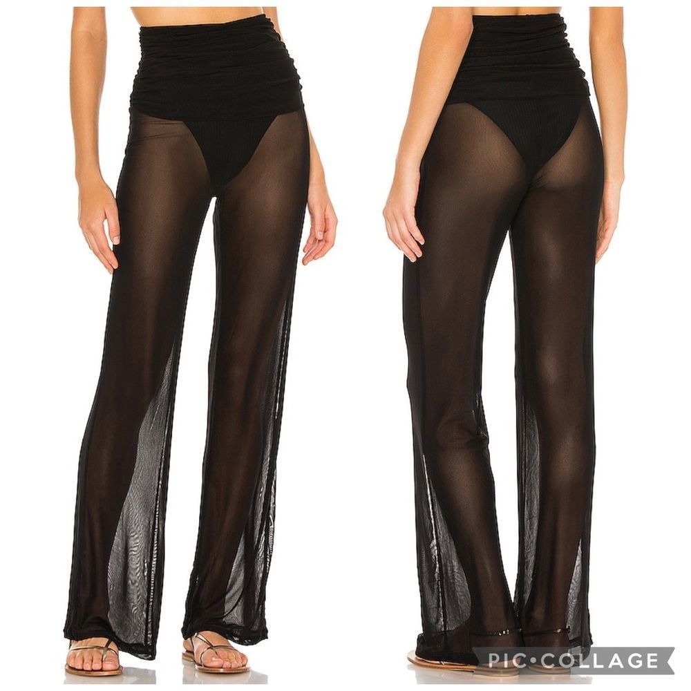 NBD Swim Coverup Sheer Mesh Rae Pants in Black Size S
